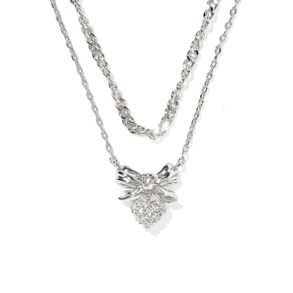Open Box - Kendra Scott -  Bow Multi-Strand Necklace - Silver Silver